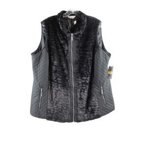 Allison Daley Black Women's Sleeveless Vest Full Front Zip Closure 20W 054